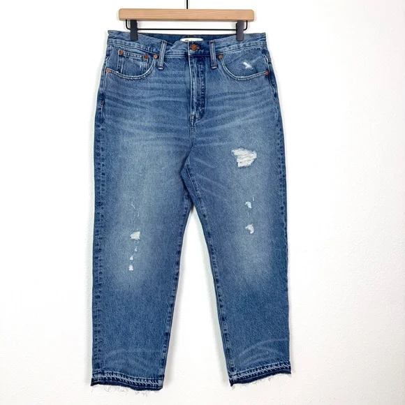 NWT Madewell Classic Straight Jeans Destructed Edition Tyler Wash Size 31 - Picture 5 of 13